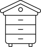 Linear Style Wooden Beehive Icon. vector