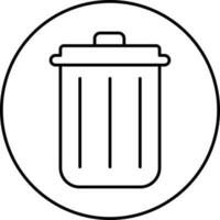 Trash Bin Or Delete Symbol On Circle Icon In Line Art. vector