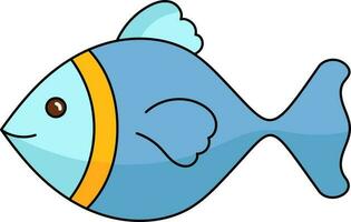 Isolated Cute Fish Character Icon In Blue And Yellow Color. vector