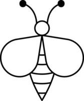 Cartoon Bee Icon In Black Outline. vector