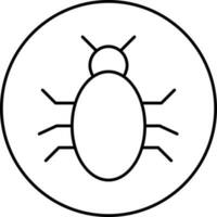 Stroke Style Bug Or Virus On Circle Icon. vector