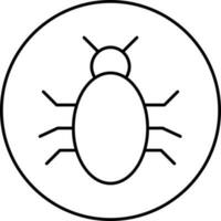 Stroke Style Bug Or Virus On Circle Icon. vector