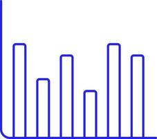 Blue Linear Style Bar Graph Icon. vector