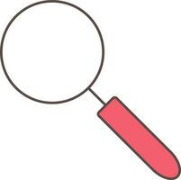 Magnifying Glass Icon In Red Color. vector