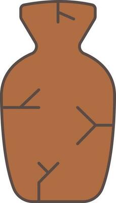 Cracked Vase Flat Icon In Brown Color.
