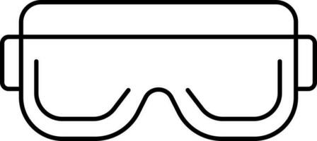 Isolated Safety Goggle Icon In Black Outline. vector