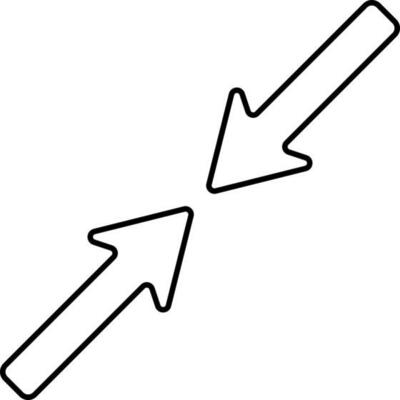 Middle Pointing Two Arrow Icon In Linear Style.
