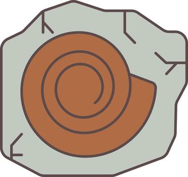 Snail Fossil Icon In Gray And Brown Color. vector