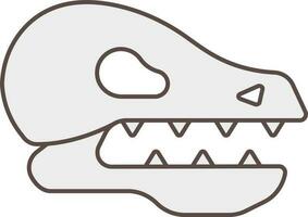 plano estilo dinosaurio cráneo icono en gris color. vector