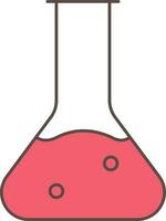 Red Liquid Erlenmeyer Flask Icon In Flat Style. vector