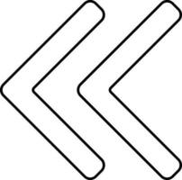 Double Triangle Left Arrow Black Thin Line Icon. vector