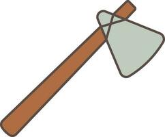 Flat Style Stone Axe Icon In Brown And Gray Color. vector