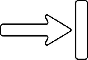 Right Line With Arrow Icon In Black Color. vector