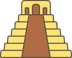 Mayan Pyramid Icon In Yellow And Brown Color. vector