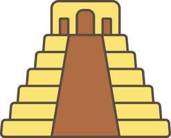 Mayan Pyramid Icon In Yellow And Brown Color. vector