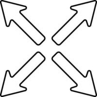Four Out Arrow Icon Or Symbol In Line Art. vector
