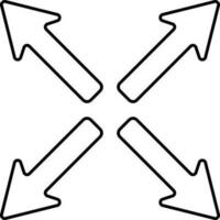 Four Out Arrow Icon Or Symbol In Line Art. vector