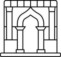 Ancient Archway Building Icon In Black Outline. vector