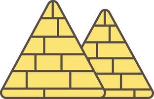 Flat Style Pyramid Icon In Yellow Color. vector