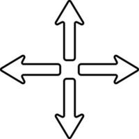 Four Direction Arrow Icon In Line Art. vector