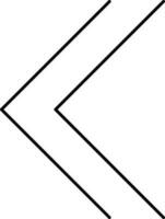Left Twin Arrow Icon In Black Color. vector