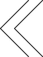 Left Twin Arrow Icon In Black Color. vector