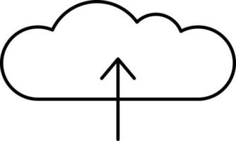 Up Arrow With Cloud Black Linear Icon. vector