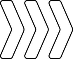 Right Triangle Three Arrow Down Icon In Black Outline. vector