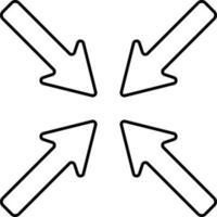 Four Center Arrow Icon In Linear Style. vector