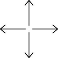 Four Way Arrow Icon In Black Outline. vector