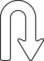 N Letter Arrow Down Icon In Black Outline. vector