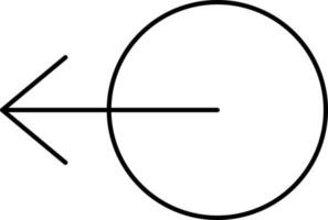 Left Arrow With Circle Black Linear Icon. vector