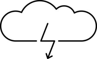 Down Zig Zag Arrow With Cloud Black Stroke Icon. vector