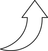 Right Curve Arrow Icon In Black Line Art. vector