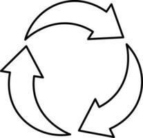 Circular Rotate Three Arrow Black Outline Icon. vector