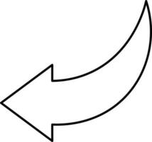 Left Move Arrow Icon In Black Line Art. vector
