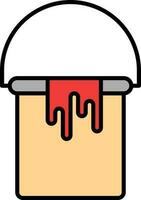 Paint Bucket Icon In Red And Peach Color. vector