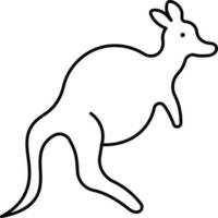 Black Line Art Illustration Of Kangaroo Character Icon. vector