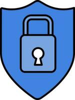 Lock With Shield Icon Or Symbol In Blue Color. vector