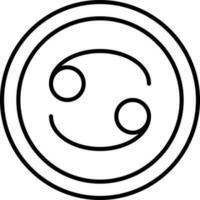 Linear Style Cancer Zodiac Symbol On Round Icon. vector