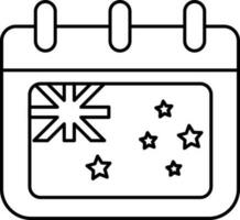 Australia Flag Calendar Icon In Line Art. vector