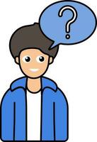 Young Man With Question Mark Colorful Icon. vector