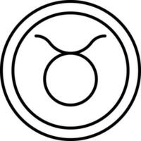 Linear Style Taurus Zodiac Symbol On Round Icon. vector