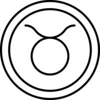 Linear Style Taurus Zodiac Symbol On Round Icon. vector