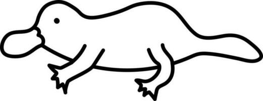 Platypus Cartoon Character Thin Line Icon. vector