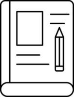 Black Linear Style Pencil With Book Icon. vector