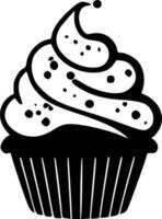 Cupcake - Black and White Isolated Icon - Vector illustration