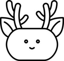 Black Line Art Illustration Of Reindeer Pot. vector