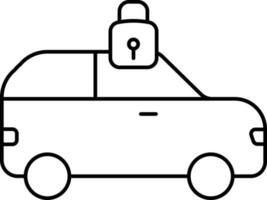 Car Lock Icon In Black Line Art. vector