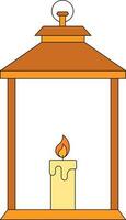 Isolated Candle Lamp Icon In Orange Color. vector